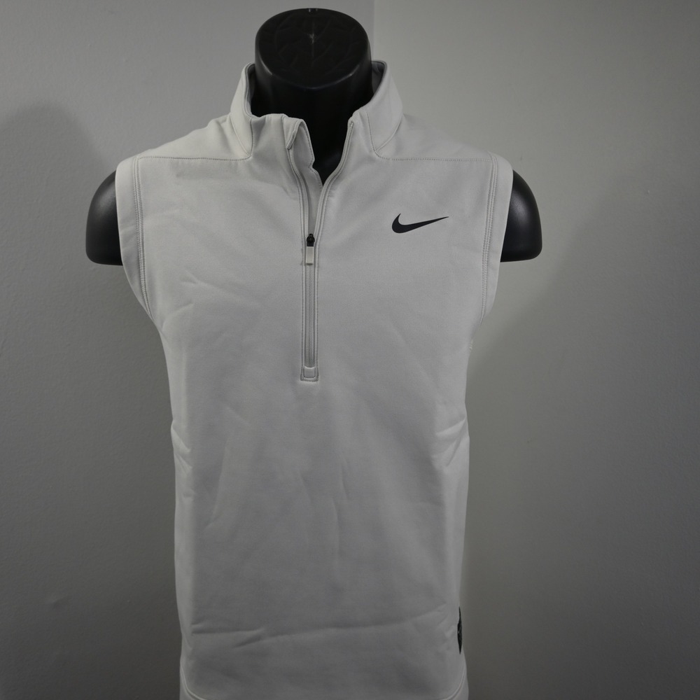 Nike Golf Fleece 1/4 Zip Vest Mens Medium Size Cream Performance Sleeveless